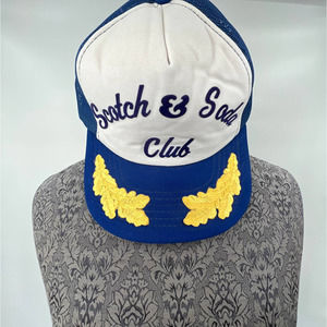 Scotch and Soda Club Vintage trucker baseball hat cap royal blue and yellow